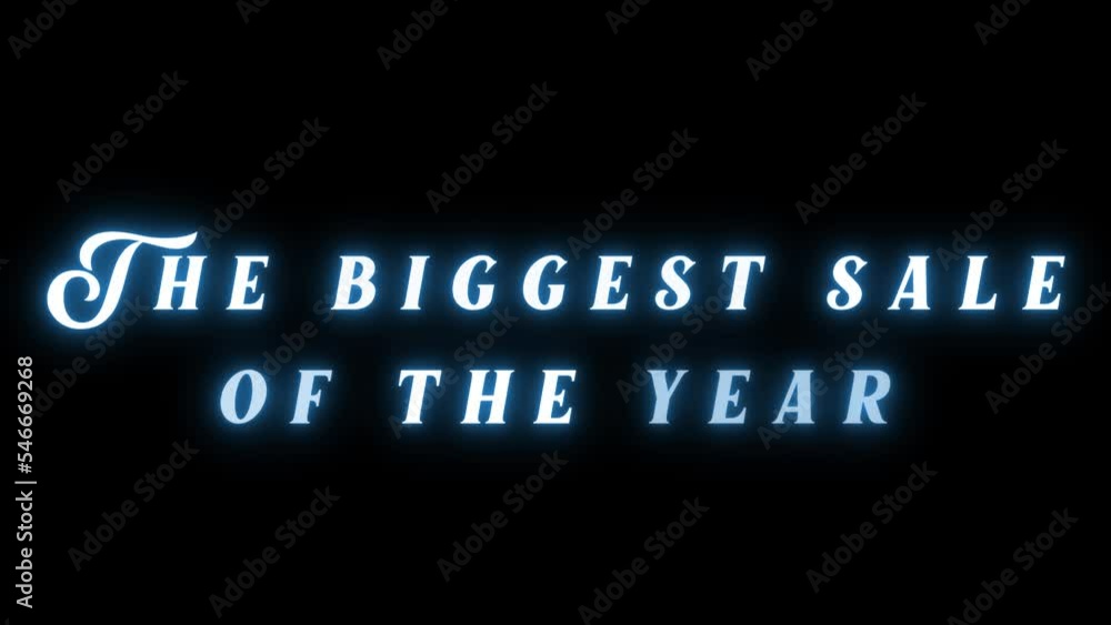 THE BIGGEST SALE OF THE YEAR text. Black Friday Concept. Neon inscription on a transparent background. Animate text. Footage. Holiday sale. 4K video with copy space. Advertising label. Social media THE BIGGEST SALE OF THE YEAR text. Black Friday Concept. Neon inscription on a transparent background. Animate text. Footage. Holiday sale. 4K video with copy space. Advertising label. Social media
