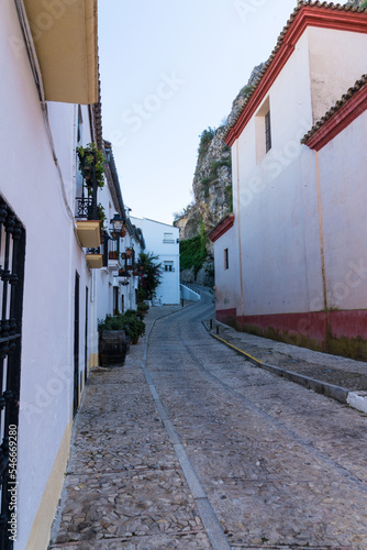 The winding streets of white houses in the old historic center of Zahara de la Sierra are a pleasure to walk through, Andalusia, Spain