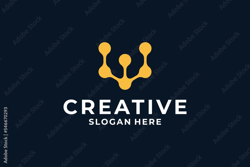 Letter W with dot concept logo design template. Letter W with dot concept logo design template.
