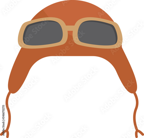 Aviator hat with glasses flat icon Cartoon element