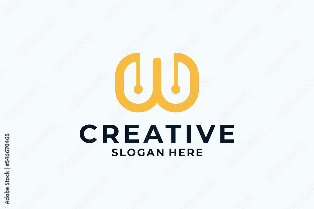 Letter W with dot concept logo design template. Letter W with dot concept logo design template.