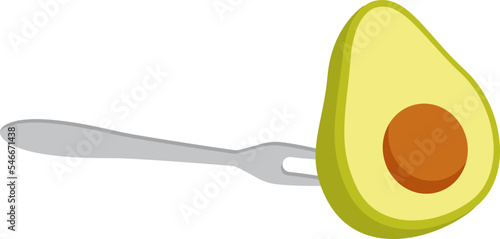 Organic avocado on fork flat icon Balanced nutrition