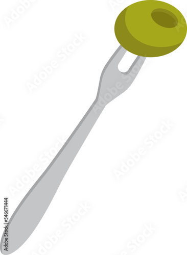 Small olive on two prong fork flat icon Balanced nutrition