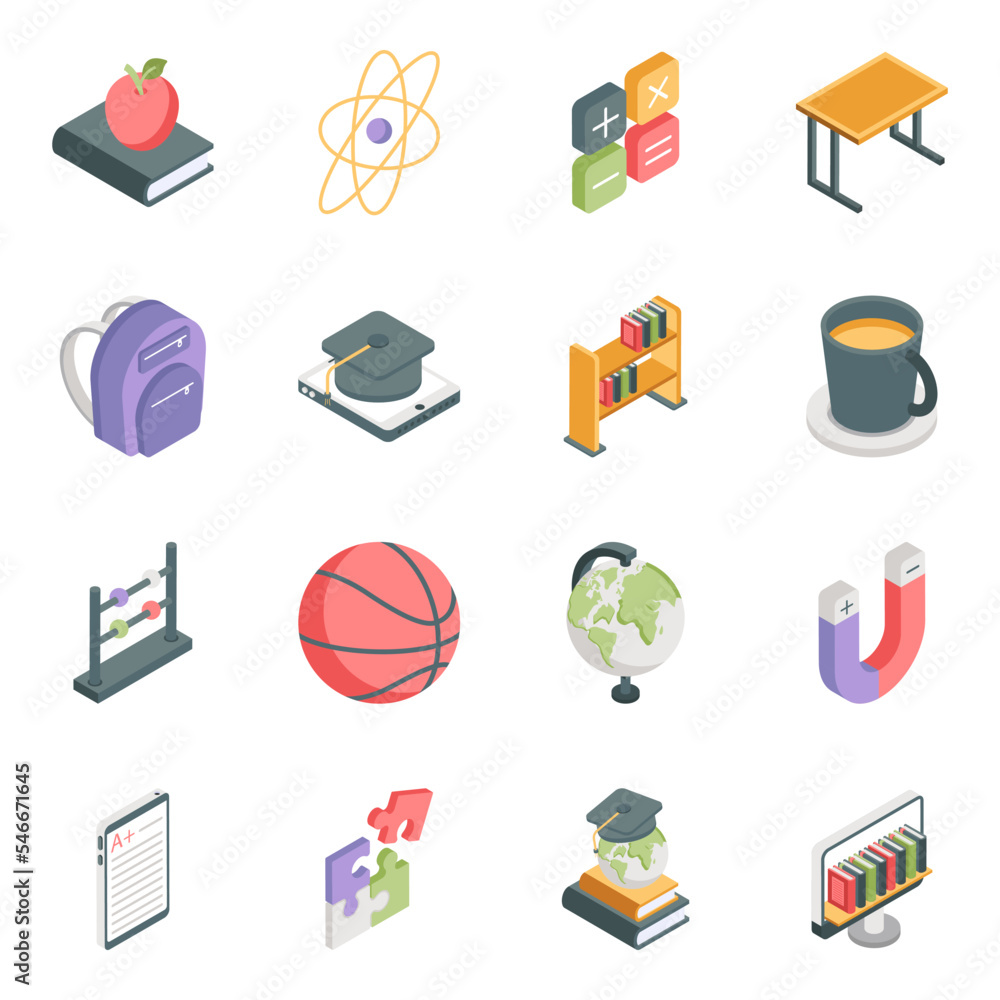Pack of Education and Learning Isometric Icons
Pack of Education and Learning Isometric Icons