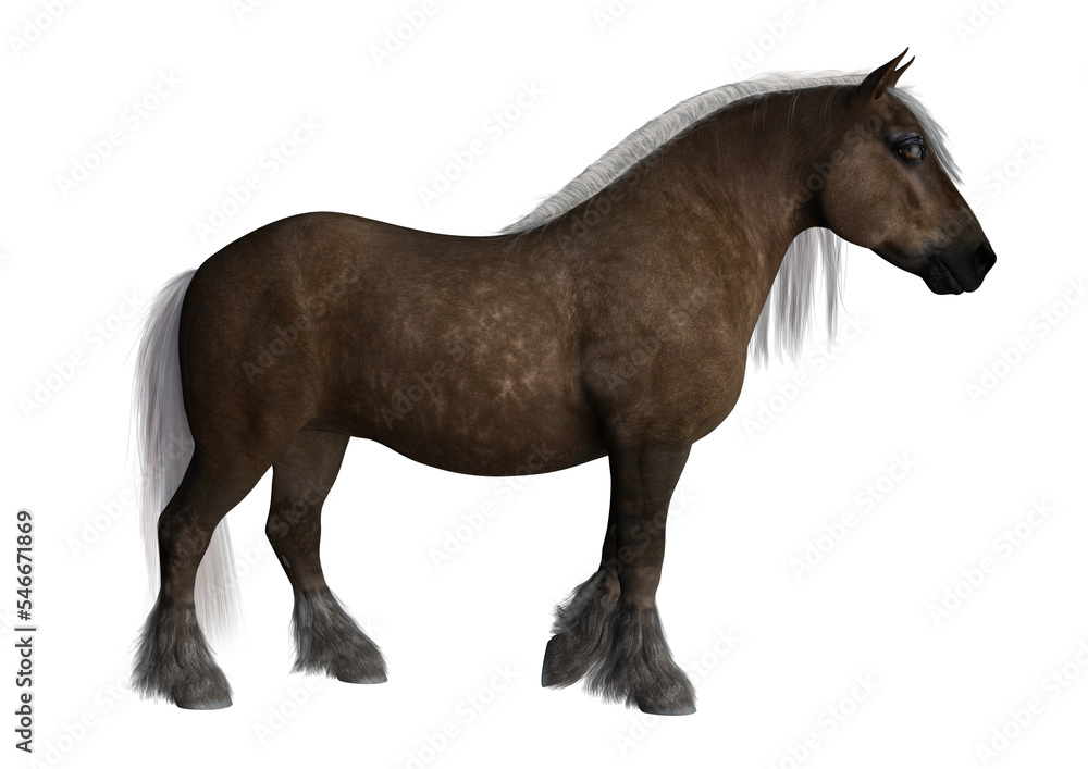 Fototapeta premium Adorable 3d render of a Shetland pony with transparent background. 