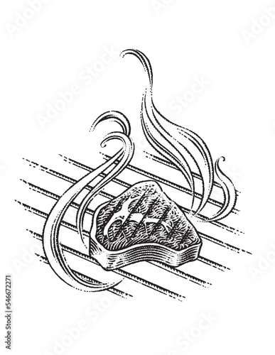 illustration of steak on grill