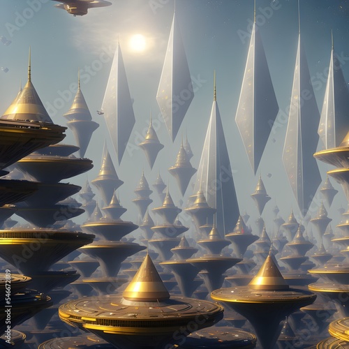 Another planet city Trisolaris world 3d illustration photo