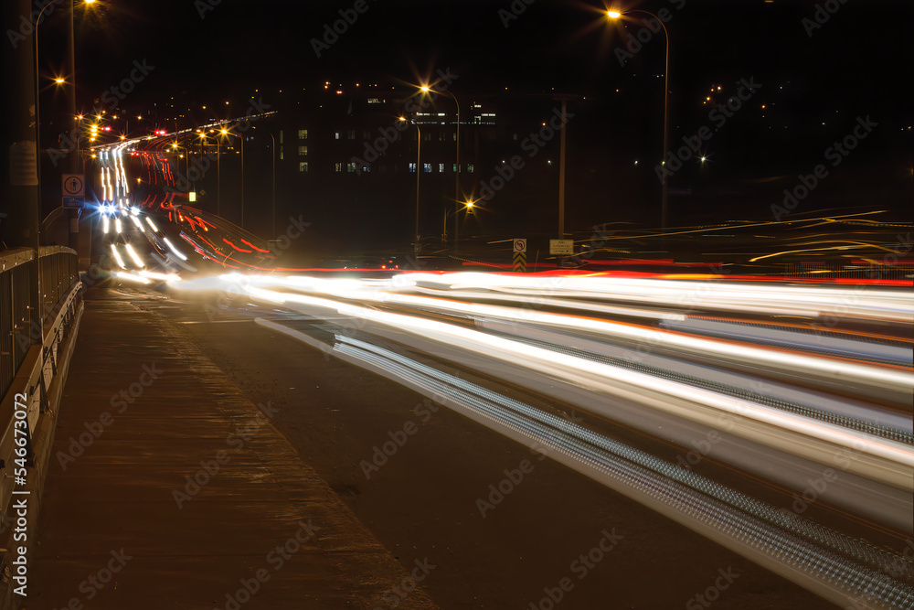 traffic city car lights bridge rush hour speed long exposure Sherbrooke Quebec