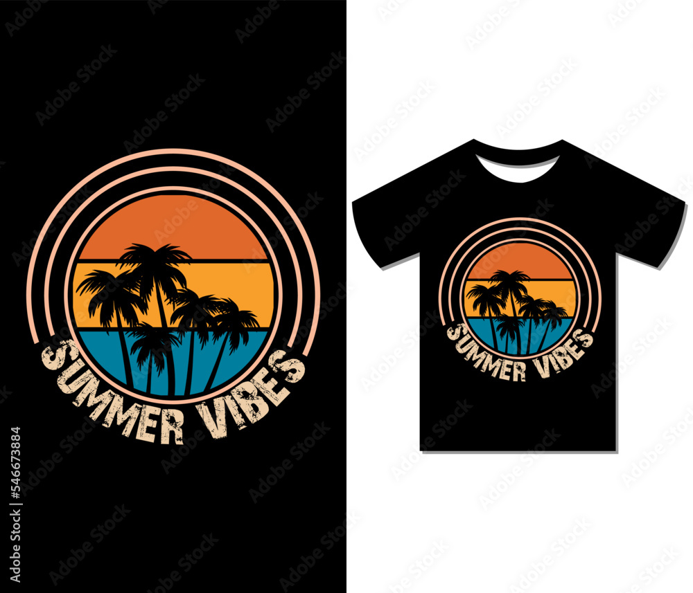 Summer Vibes Tshirt Design.
Ready to print for apparel, poster, illustration. Modern, Trendy tee, art, 
retro t shirt vector.