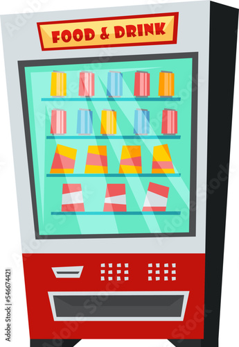 Vending machine for buying food and drinks flat icon