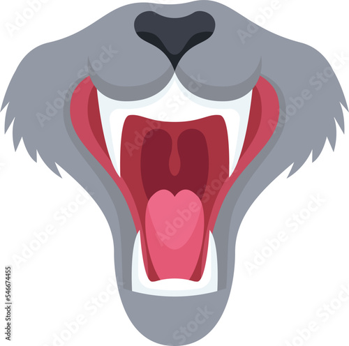 Wolf jaws with sharp teeth flat icon Animal mouth