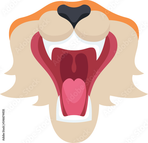 Animal mouth flat icon Tiger maws with sharp teeth