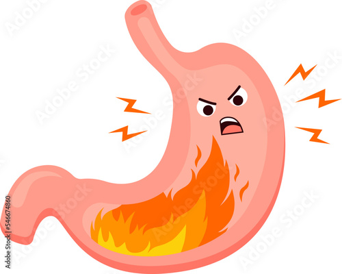Stomach heartburn flat icon Cartoon Internal organ
