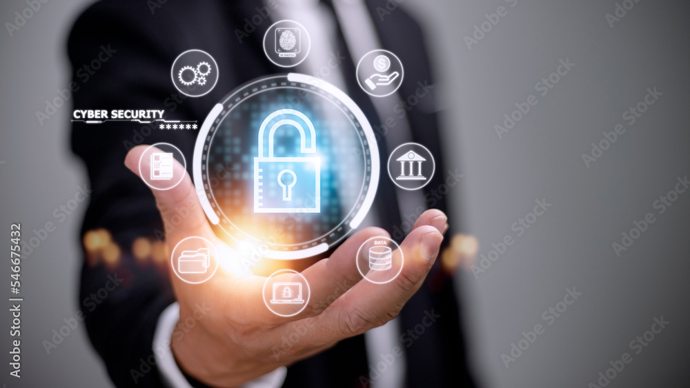 Fototapeta premium Cyber security internet and networking concept. information security and encryption, secure access to user's personal information, secure Internet access, cybersecurity.