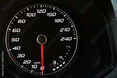 Close up of speed meter. Speedometer of a car, Digital speedometer of a car.