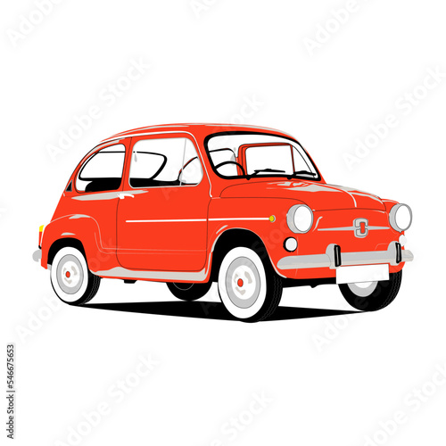 vintage classic red fiat car vector illustration. classic car