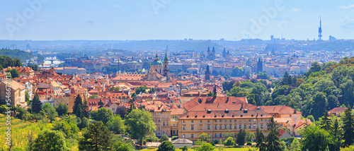 Summer cityscape, panorama, banner - view of the Mala Strana historical district of Prague, Czech Republic
