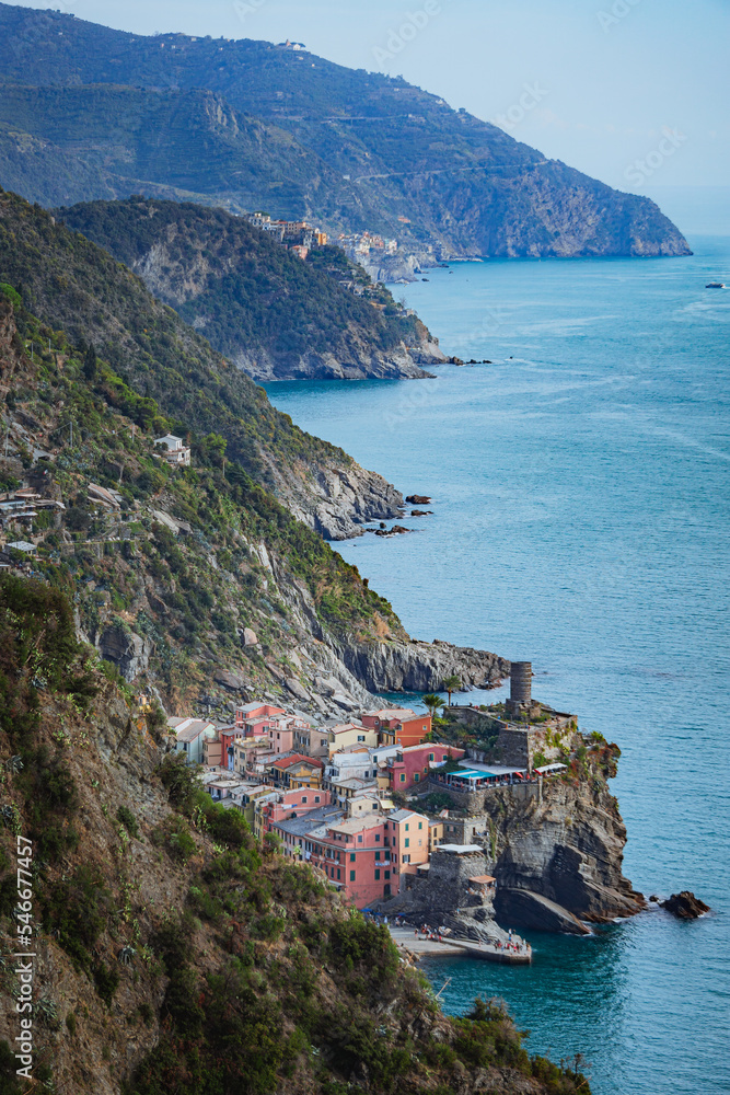 The small town overlooking the sea of Vernazza (Liguria, Italy), one of the five towns of the 
