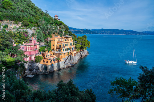 Obraz na plátně Villas in the Gulf of Portofino