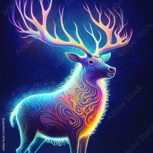 Glowing Reindeer Apparition Patronus Spirit Animal   Created Using Midjourney and Photoshop