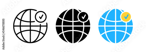 Check mark icon. Simple line, outline vector of globe icons for ui and ux, website or mobile application eps 10