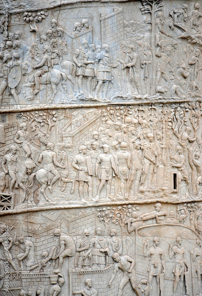 Obraz premium Column in the Trajan Forum depicting the Dacian Wars circa 113 AD.