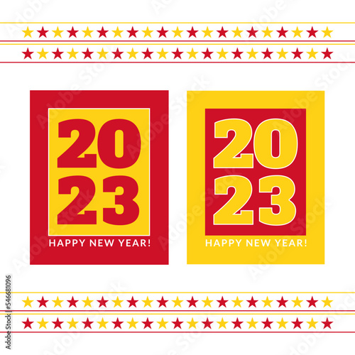 2023 Happy New Year. Red & Yellow 2023 Posters. 2023 New Year. Vector Illustration