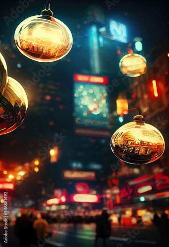 Wallpaper Mural Night city with neon signs, city of discounts and black friday. Dark streets with shops, neon lights. Torontodigital.ca