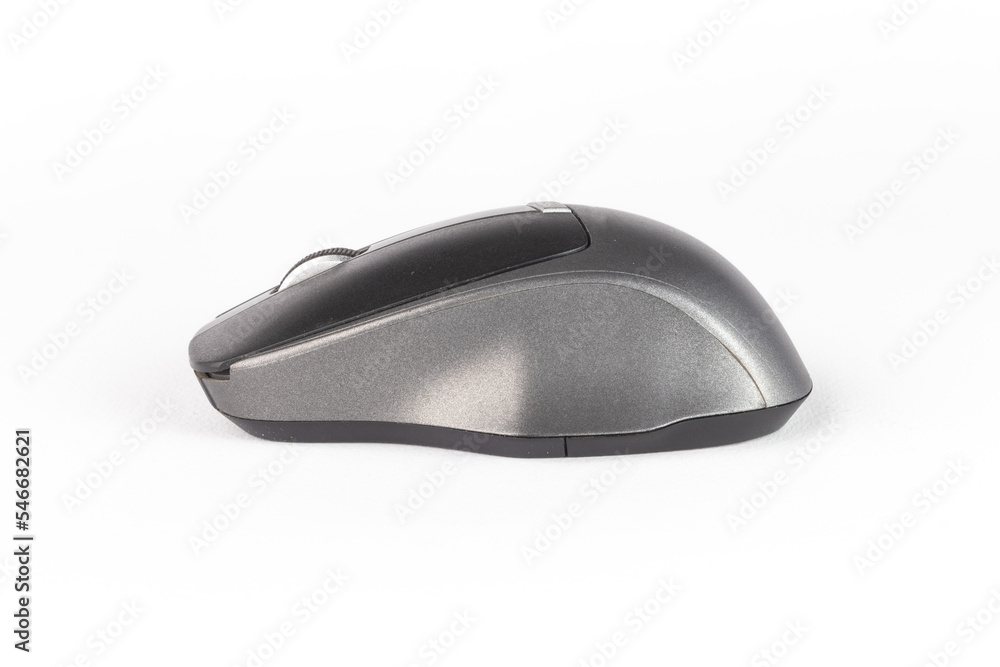 Wireless grey mouse left side - grey - silver - white background Wireless grey mouse left side - grey - silver - white background