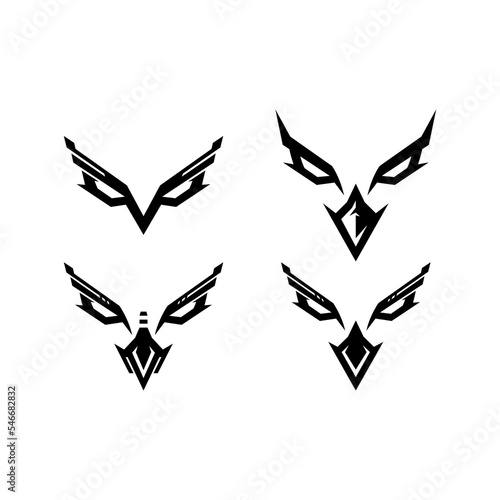eagle face logo bundle with mecha style in modern minimalist style
