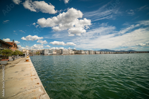Thessaloniki city port view on a beautiful sunny day