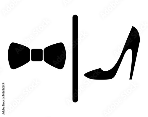 Restroom or bathroom for man and woman to peeing. Funny vector WC pictogram icon or sign. World toilet day. Stickman bath room. Unisex. Clean the toilets