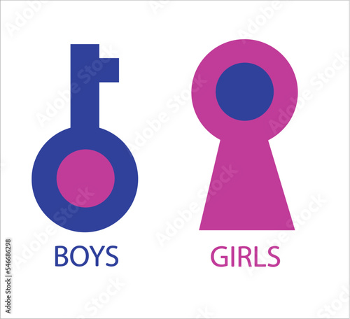 Restroom or bathroom for man and woman to peeing. Funny vector WC pictogram icon or sign. World toilet day. Stickman bath room. Unisex. Clean the toilets