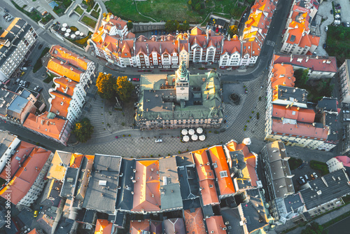 View from a height of the center of the old city in Berlin, Red roofs on houses, View from a height of the cityscape