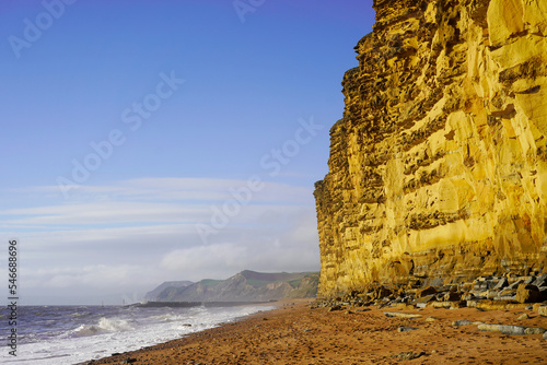 Fotografie Cliffs on West Bay beach, Dorset, England