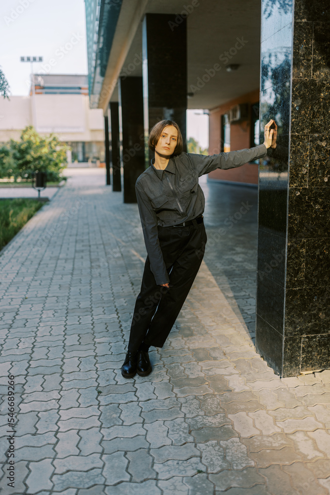 Portrait of androgyne person on the street Portrait of androgyne person on the street