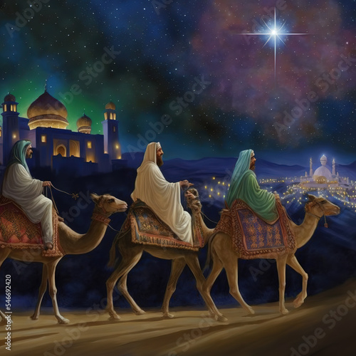 Vászonkép We three kings - possible nativity xmas card design
