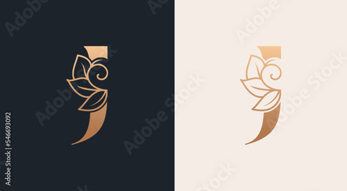 beauty salon woman  style logo J design