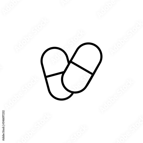 Pills icon vector illustration. capsule icon. Drug sign and symbol