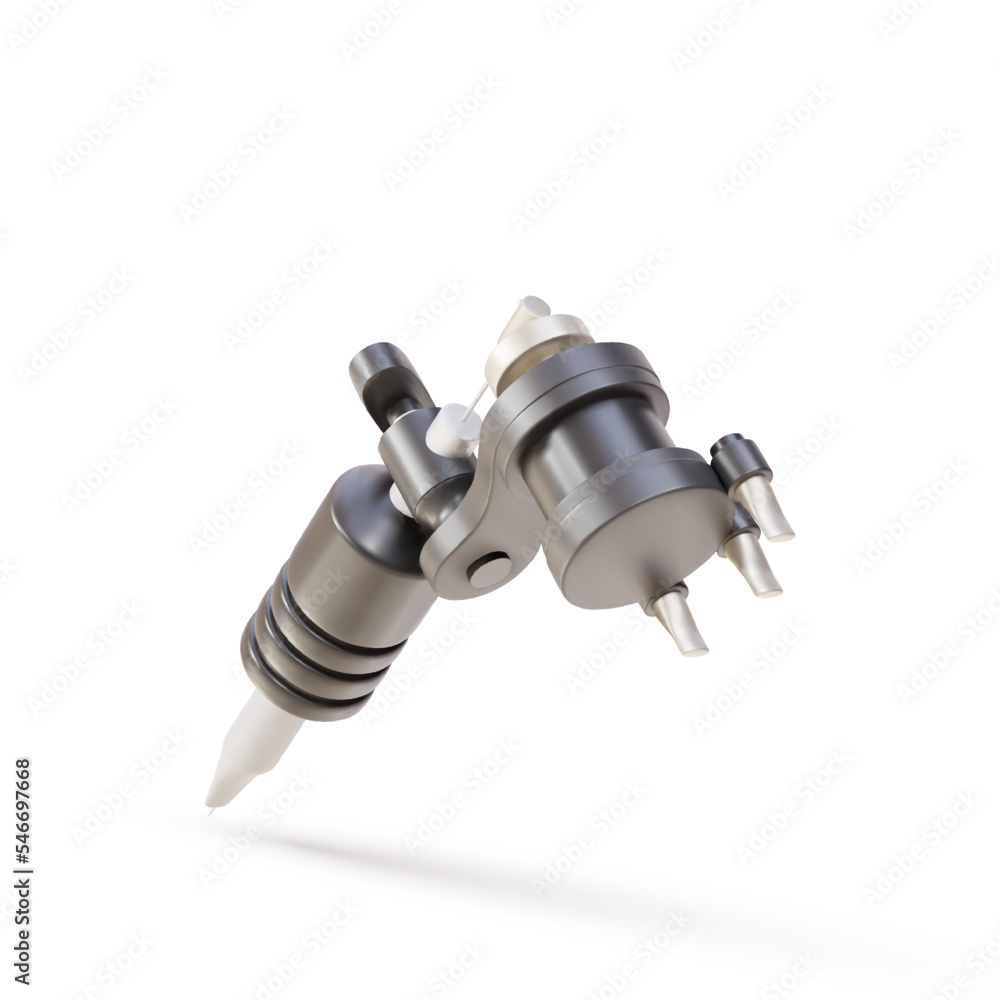 3d Realistic tattoo machine with black and gold elements on white background . Vector illustration. 3d Realistic tattoo machine with black and gold elements on white background . Vector illustration.