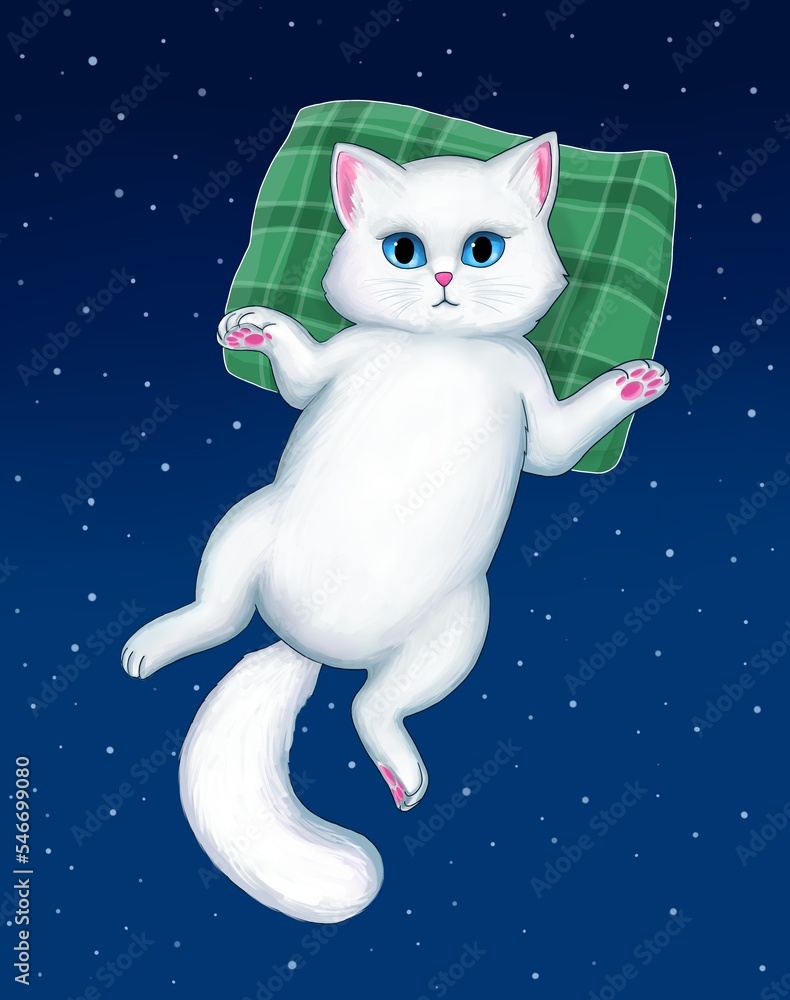 Cat in space, digital art illustration Cat in space, digital art illustration