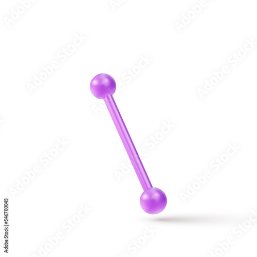 3d realistic piercing jewelry, barbell with balls. Vector illustration.