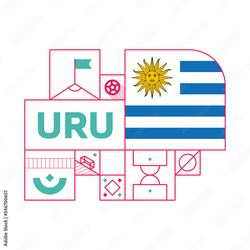 uruguay flag for 2022 football  Qatar world cup tournament. isolated National team flag with geometric elements for 2022 soccer or football Vector illustration