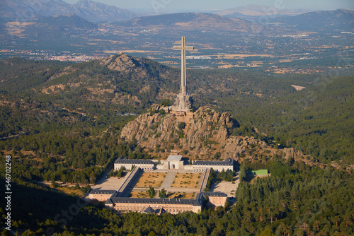 Catholic basilica and monumental memorial amidst hills