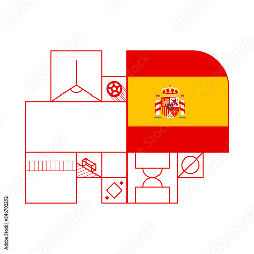 Wallpaper Mural spain flag for 2022 football  Qatar world cup tournament. isolated National team flag with geometric elements for 2022 soccer or football Vector illustration Torontodigital.ca