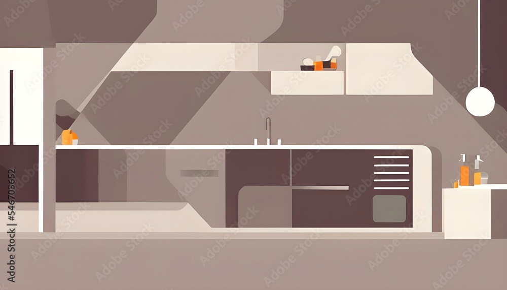 flat design vector illustration of a modern kitchen