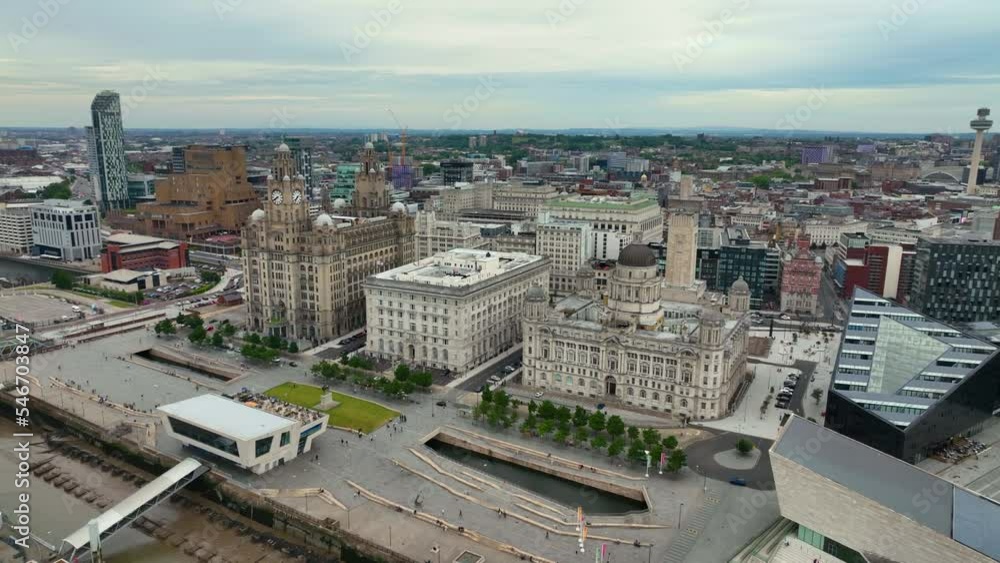 Three Graces building including Royal Liver Building, Cunard and Port Liverpool Building on Pier Head in Liverpool, Merseyside, UK. Liverpool Maritime Mercantile City is a UNESCO World Heritage Site. Three Graces building including Royal Liver Building, Cunard and Port Liverpool Building on Pier Head in Liverpool, Merseyside, UK. Liverpool Maritime Mercantile City is a UNESCO World Heritage Site.