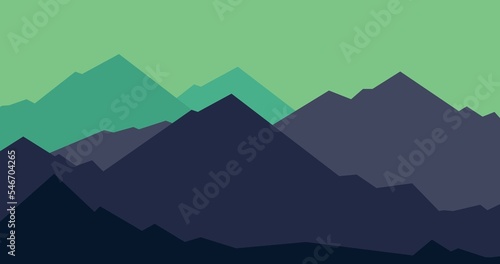 illustration of a natural background of purple and green gradient mountains and hills