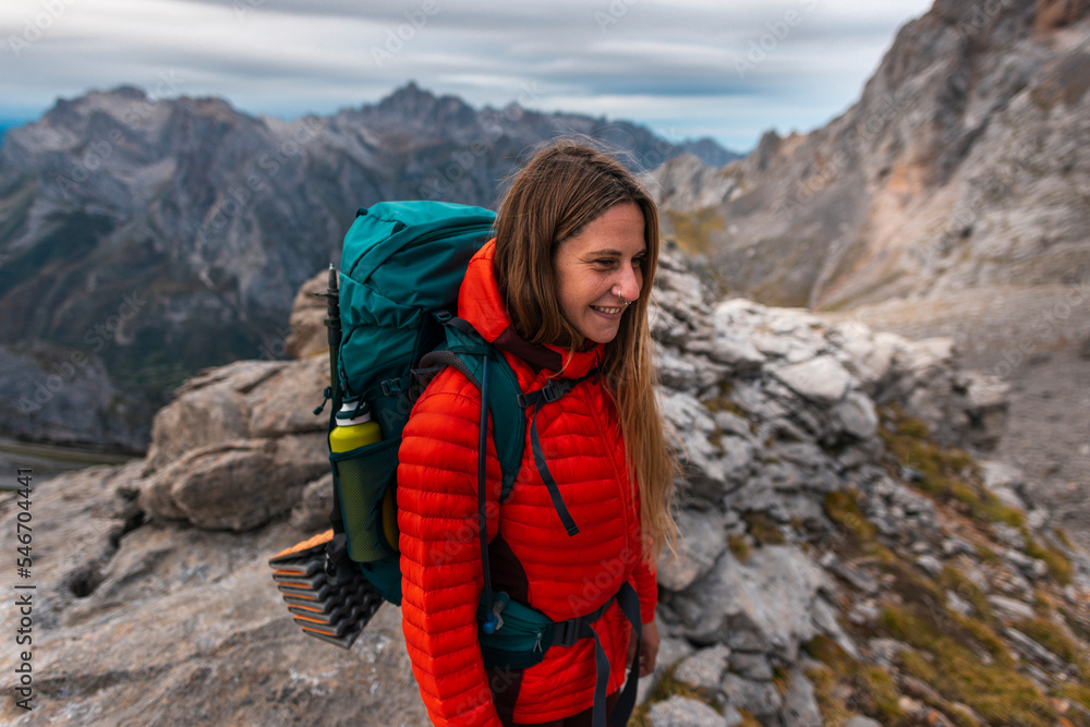 Woman hiker with backpack
Woman hiker with backpack