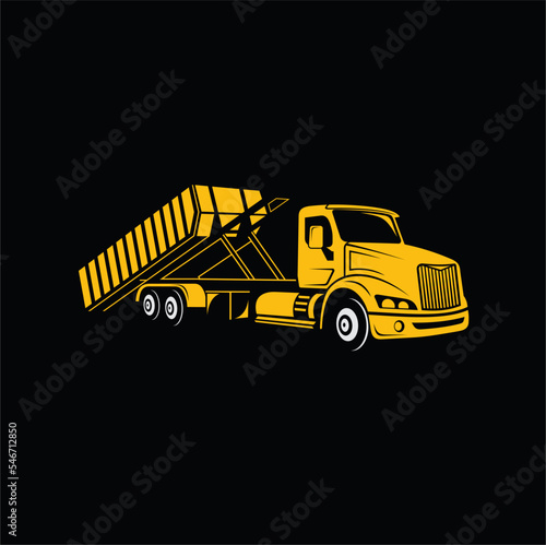 illustration of roll-off trucks, vector art.